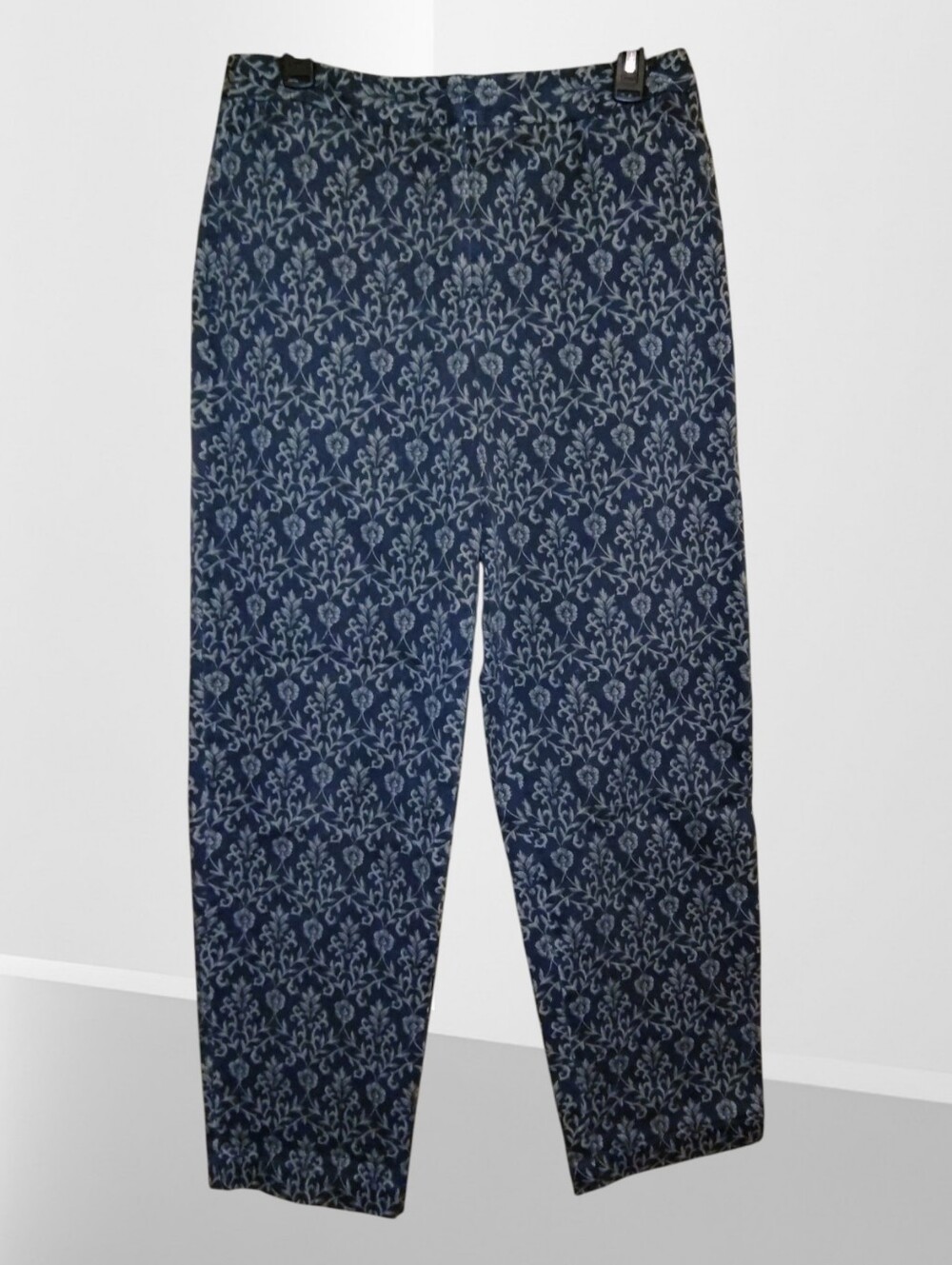Talbots Blue Patterned Slim Trousers